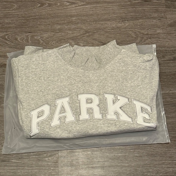 PARKE Nostalgia Varsity Mockneck Classic Grey + White NWT - Picture 4 of 7